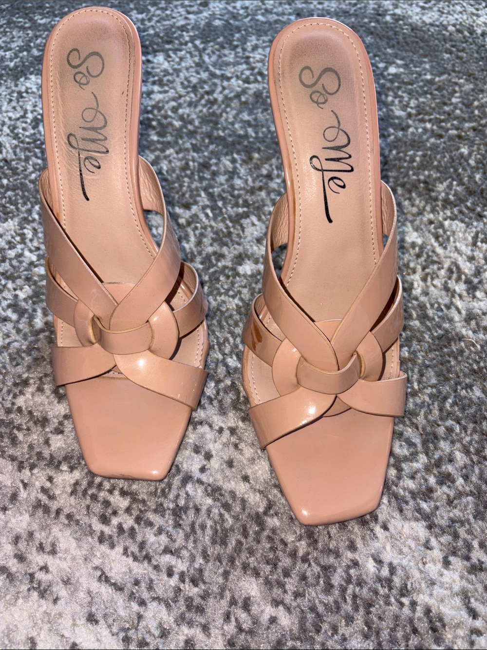 Miss me , So Me beige Knot-Detail Slide Mules 8.5